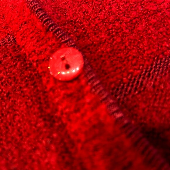 Vintage Red Embroidered Beaded Cardigan Womens L Sparkly Cozy Cabin Grandma Core - Picture 7 of 8